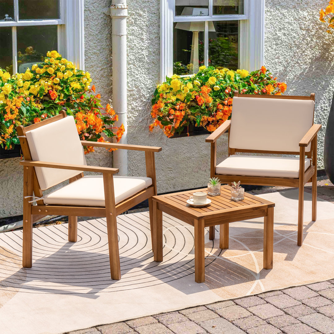 Koval 3 Pieces Acacia Wood Outdoor Conversation Set